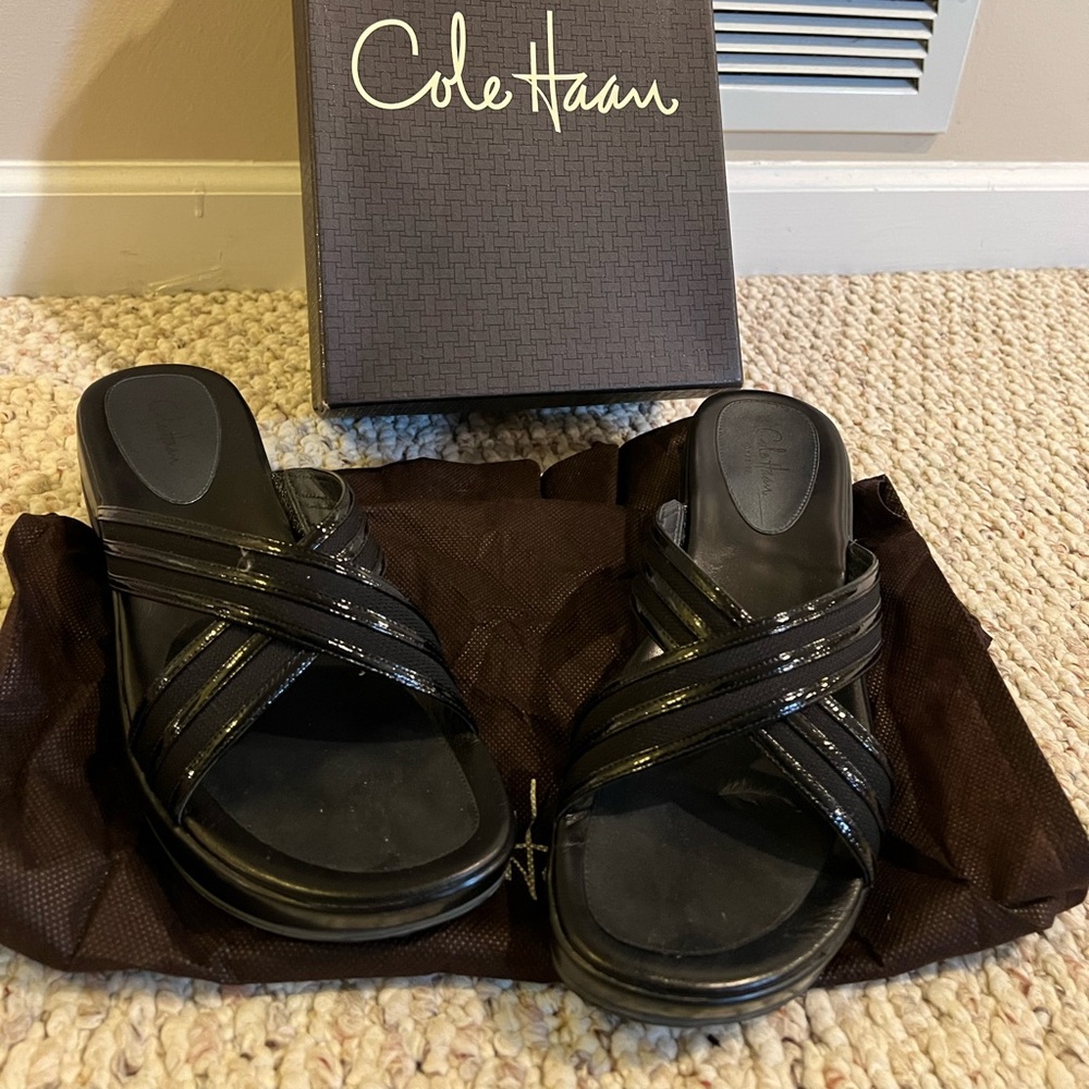 Cole Haan Air Vela Slide - Black Patent Leather - 9.5B